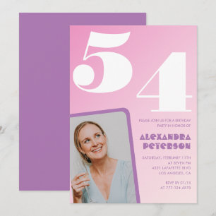 Pink Groovy 54th birthday invitations Retro Photo