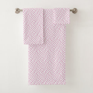 Pink groovy checked  bath towel set