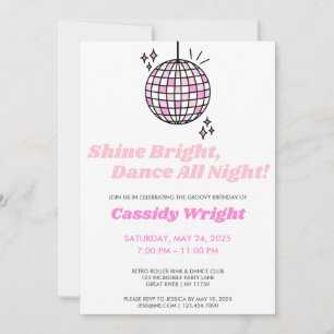 Pink Groovy Disco Birthday Invitation