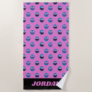 Pink Grover Face Pattern Beach Towel