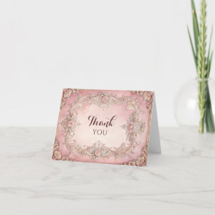 Pink Grunge Antique Thank You Card