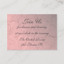 Pink Grunge Damask Reception Cards