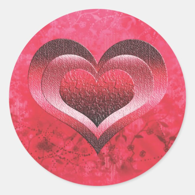 Pink grunge heart classic round sticker (Front)
