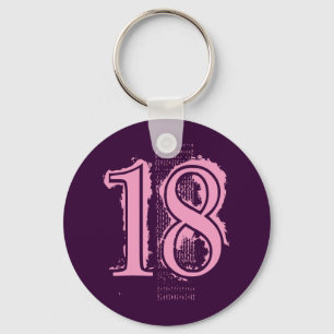 PINK GRUNGE NUMBER 18 KEYCHAIN