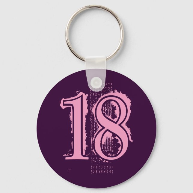 PINK GRUNGE NUMBER 18 KEYCHAIN (Front)