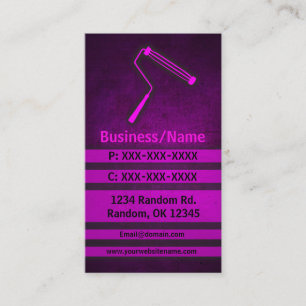 Pink grunge paint roller custom business cards