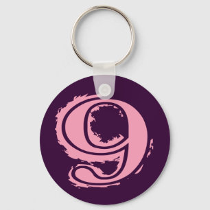 Pink Grunge Style Number 9 Keychain