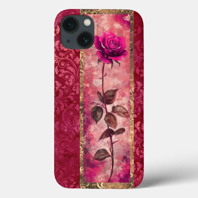 Pink grunge style rose Case-Mate iPhone case (Back)