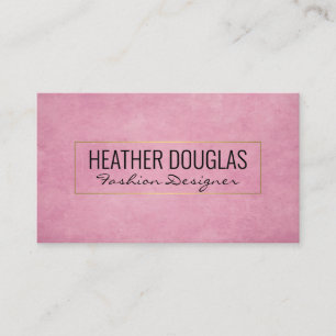 Pink Grunge Texture Background   Gold Frame Business Card
