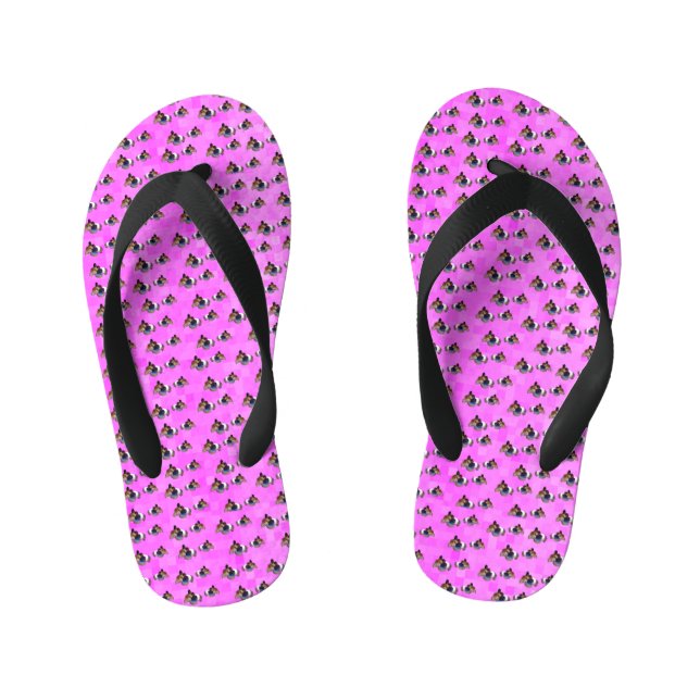 Pink Guinea Pig Pattern, Kid's Flip Flops (Footbed)