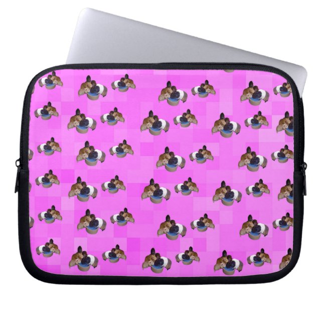 Pink Guinea Pigs Pattern, 10 inch Laptop Sleeve (Front)