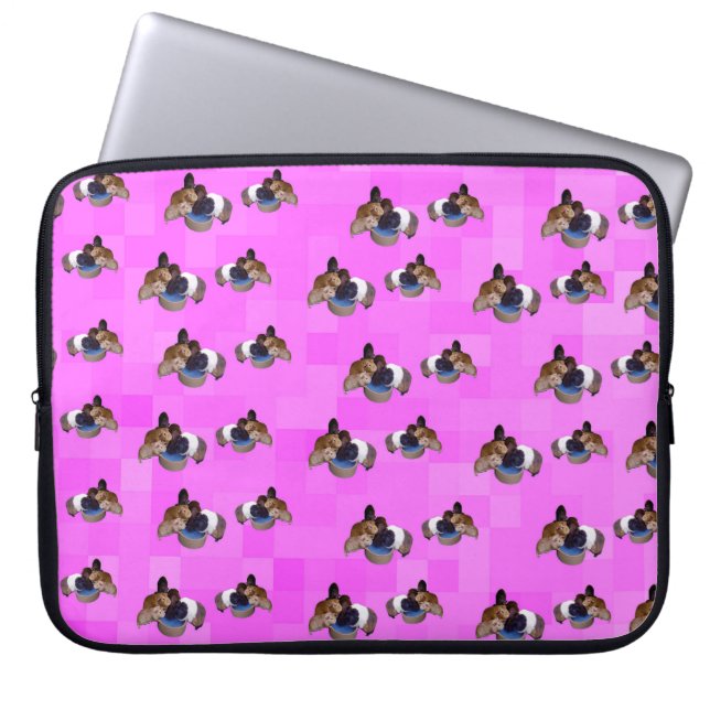 Pink Guinea Pigs Pattern, 15 inch Laptop Sleeve (Front)