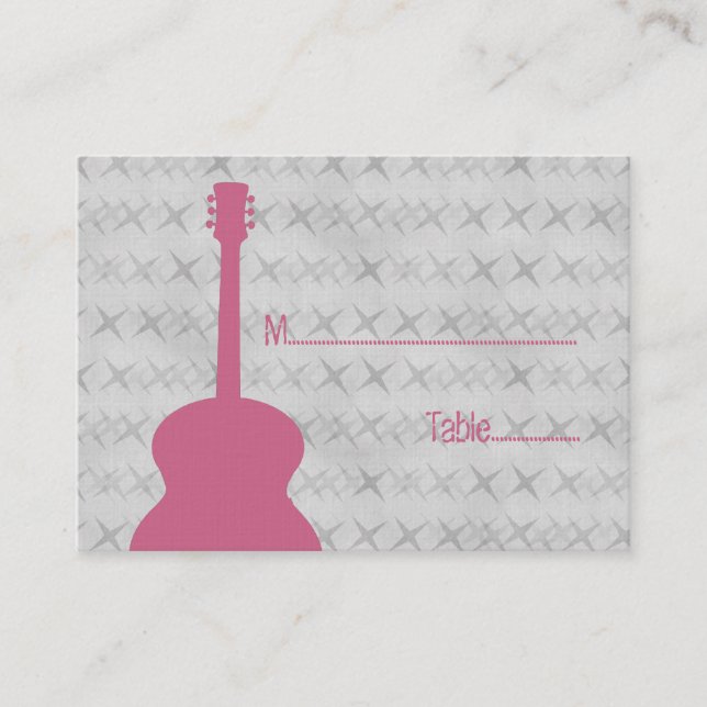 Pink Guitar Grunge Place Card (Front)