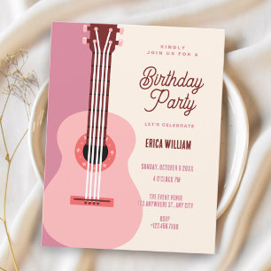 Pink guitar  invitation