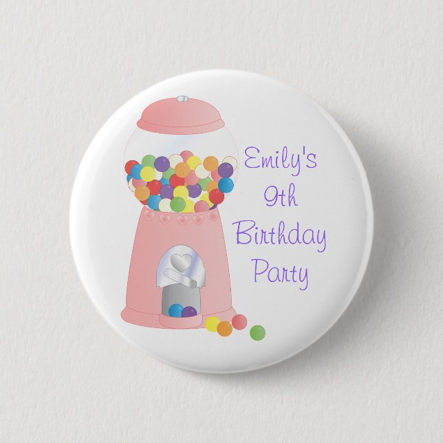 Pink Gumball Machine 2 Inch Round Button (Front)