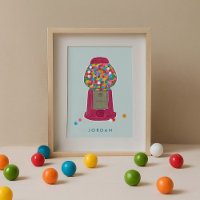 Pink Gumball Machine Candy Bubble Gum Personalized
