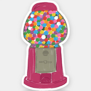 Pink Gumball Machine Candy Bubble Gum Sticker