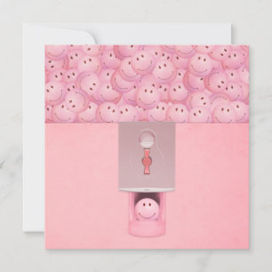 Pink Gumball Machine Flat Greeting Card