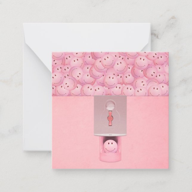 Pink Gumball Machine Flat Note Card (Front)