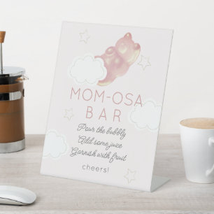 Pink Gummy Bear Baby Shower Mom-osa Bar Pedestal Sign