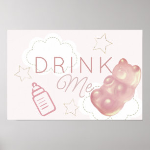Pink Gummy Bear Cloud Star Drink Me Poster