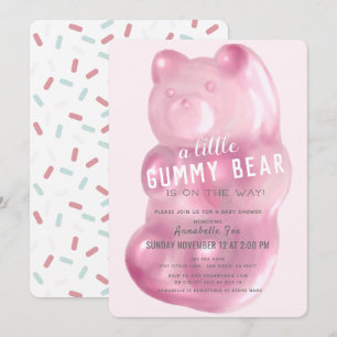 Pink Gummy Bear GIrl Baby Shower Invitation