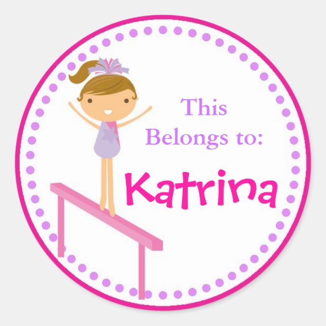Pink Gymnastics Back to School Sticker (Front)