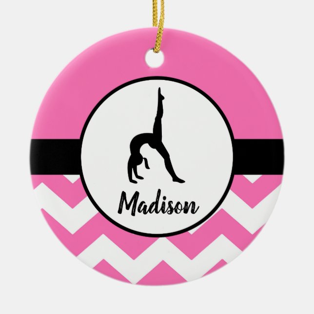 Pink Gymnastics Ornament (Front)