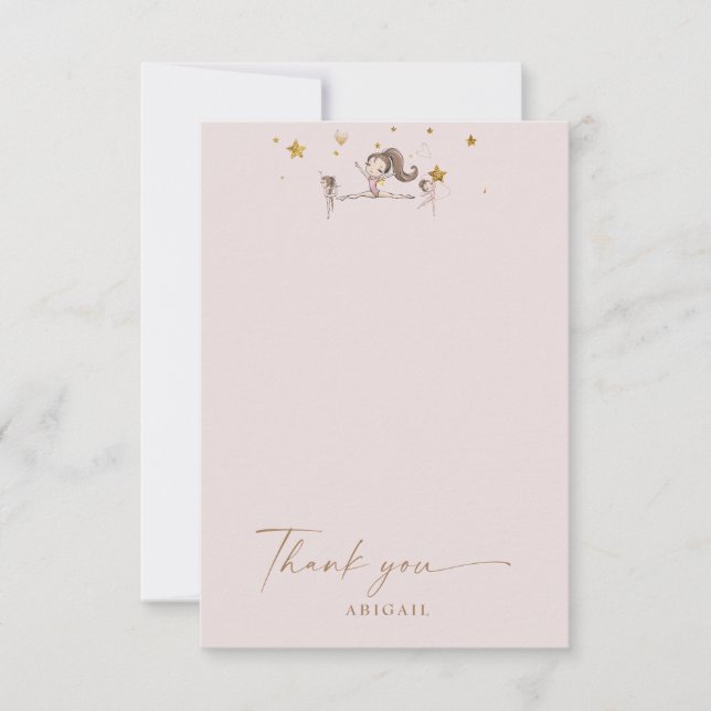 Pink Gymnastics Tumbling Birthday Thank You (Front)