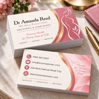 Pink Gynecologist and Obstetrics business card