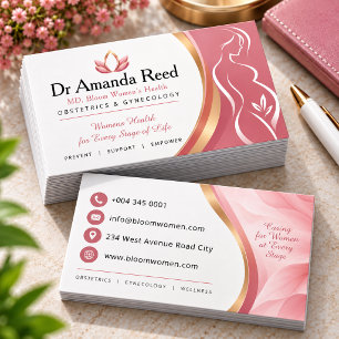 Pink Gynecologist and Obstetrics business card