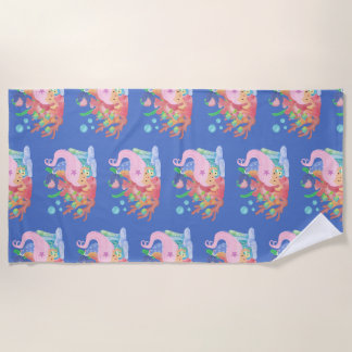 PINK HAIR MERMAID BEACH TOWEL