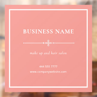Pink Hair Nail Salon Business Name White Frame Window Cling