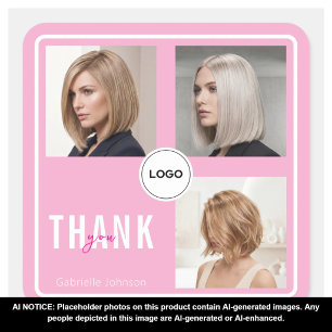 Pink Hair Stylist Photo Collage Elegant Logo Window Cling