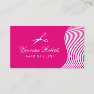 Pink hairdresser business cards for hair stylist
