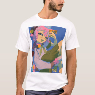 Pink Haired Catgirl Saikotic Çardyne Men's T-Shirt