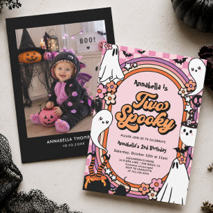 Pink Halloween 2nd Birthday Party Girl Invitation