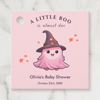 Pink Halloween A Little Boo Baby Shower Favour Tags