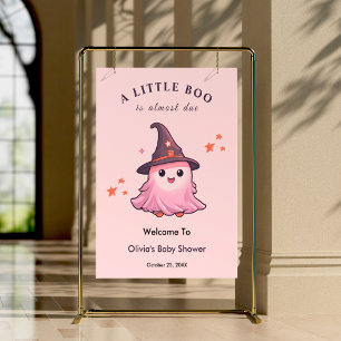 Pink Halloween A Little Boo Baby Shower Welcome  Poster