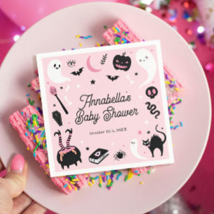 Pink Halloween Baby Girl Shower Napkin