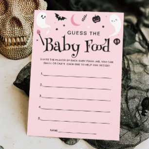 Pink Halloween Baby Shower Baby Food Game Card