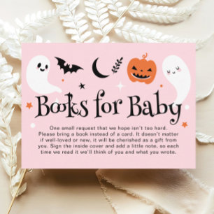 Pink Halloween Baby Shower Books for Baby Enclosure Card