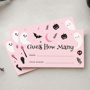 Pink Halloween Baby Shower Guess How Many Game Enclosure Card