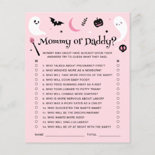 Pink Halloween Baby Shower Mommy Or Daddy Game