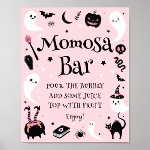 Pink Halloween Baby Shower Momosa Bar Poster