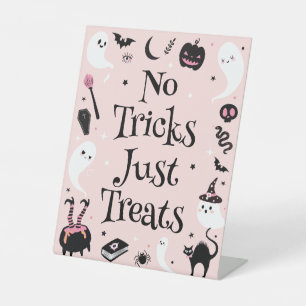 Pink Halloween Baby Shower No Tricks Just Treats Pedestal Sign