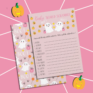 Pink Halloween Baby Word Scramble Baby Shower Game Invitation