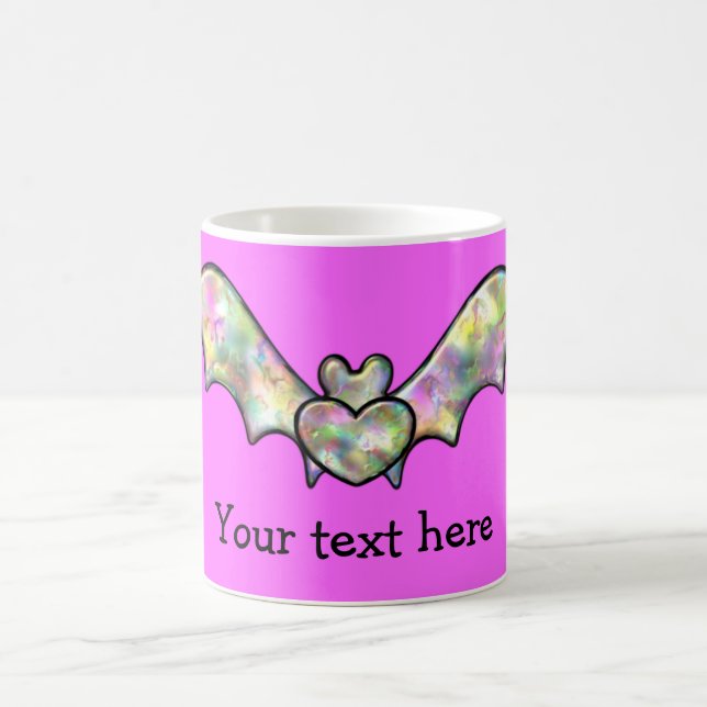 Pink Halloween Bat And Heart Coffee Mug (Center)