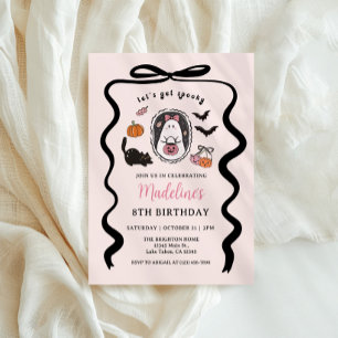 Pink Halloween Birthday Invitations