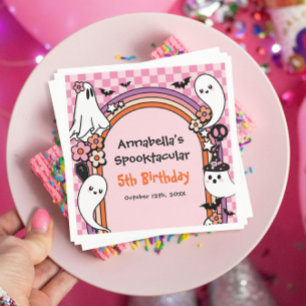Pink Halloween Birthday Party For Kids Napkin